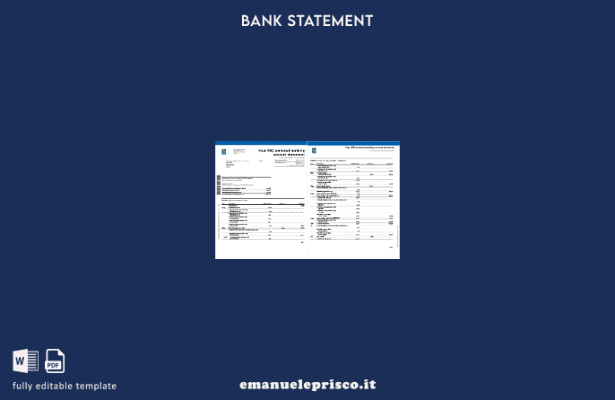 modello di pagine di parole dell'estratto conto bancario Canada RBC in stile ver